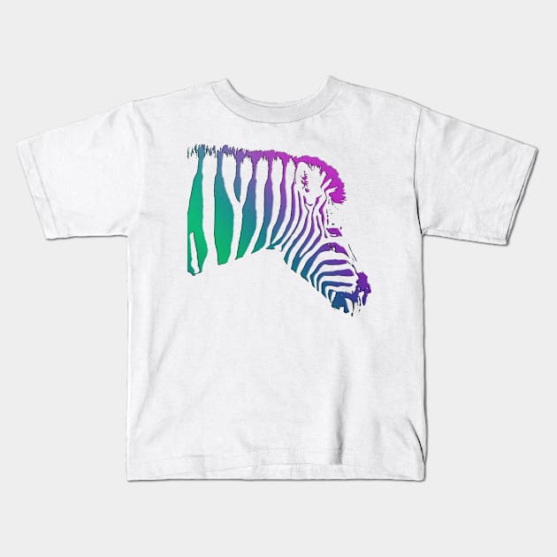 Colourful Zebra Kids T-Shirt by calamarisky